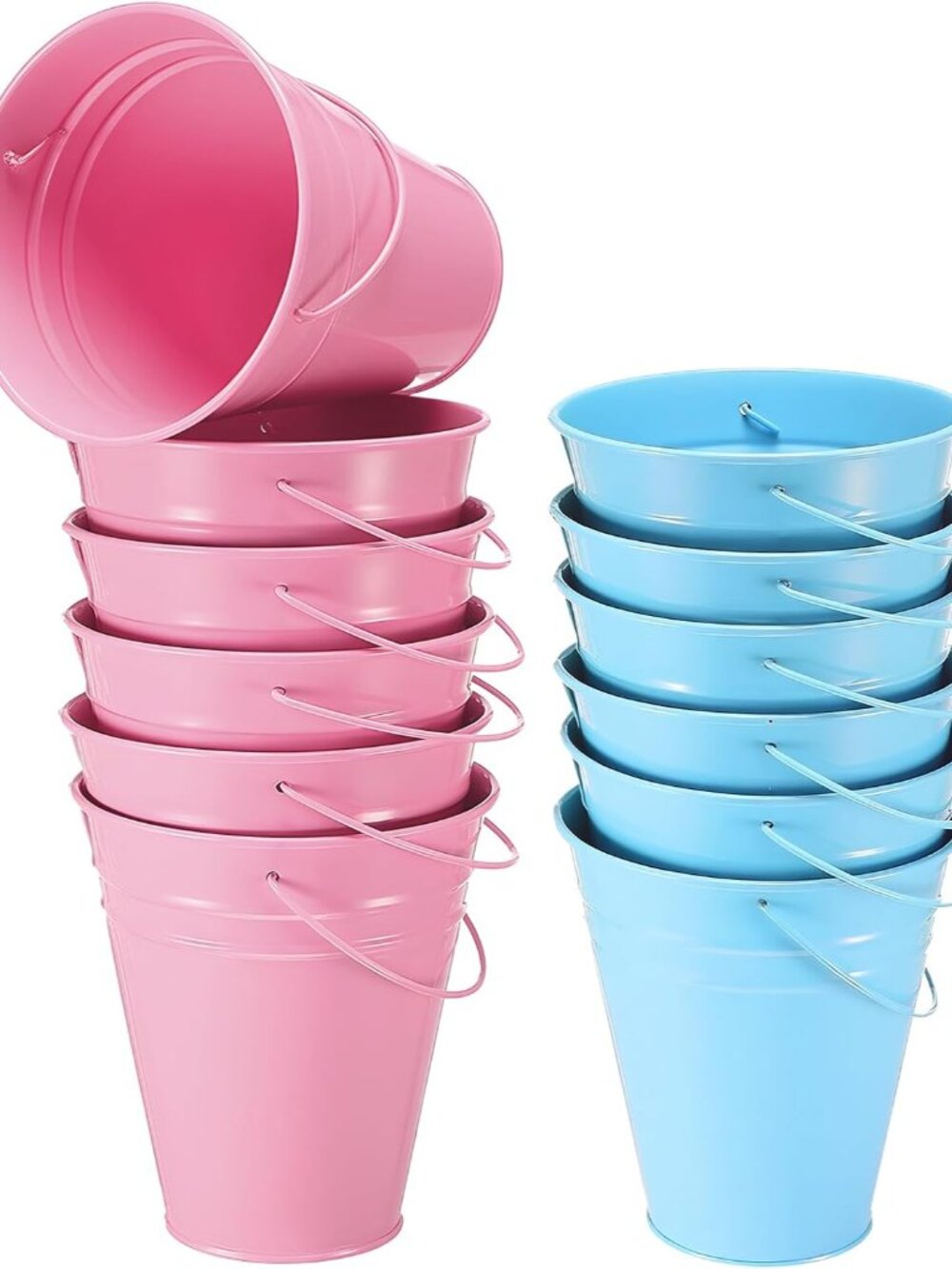 12 Pack 4.5 X 5 inch Pink Blue Metal Buckets